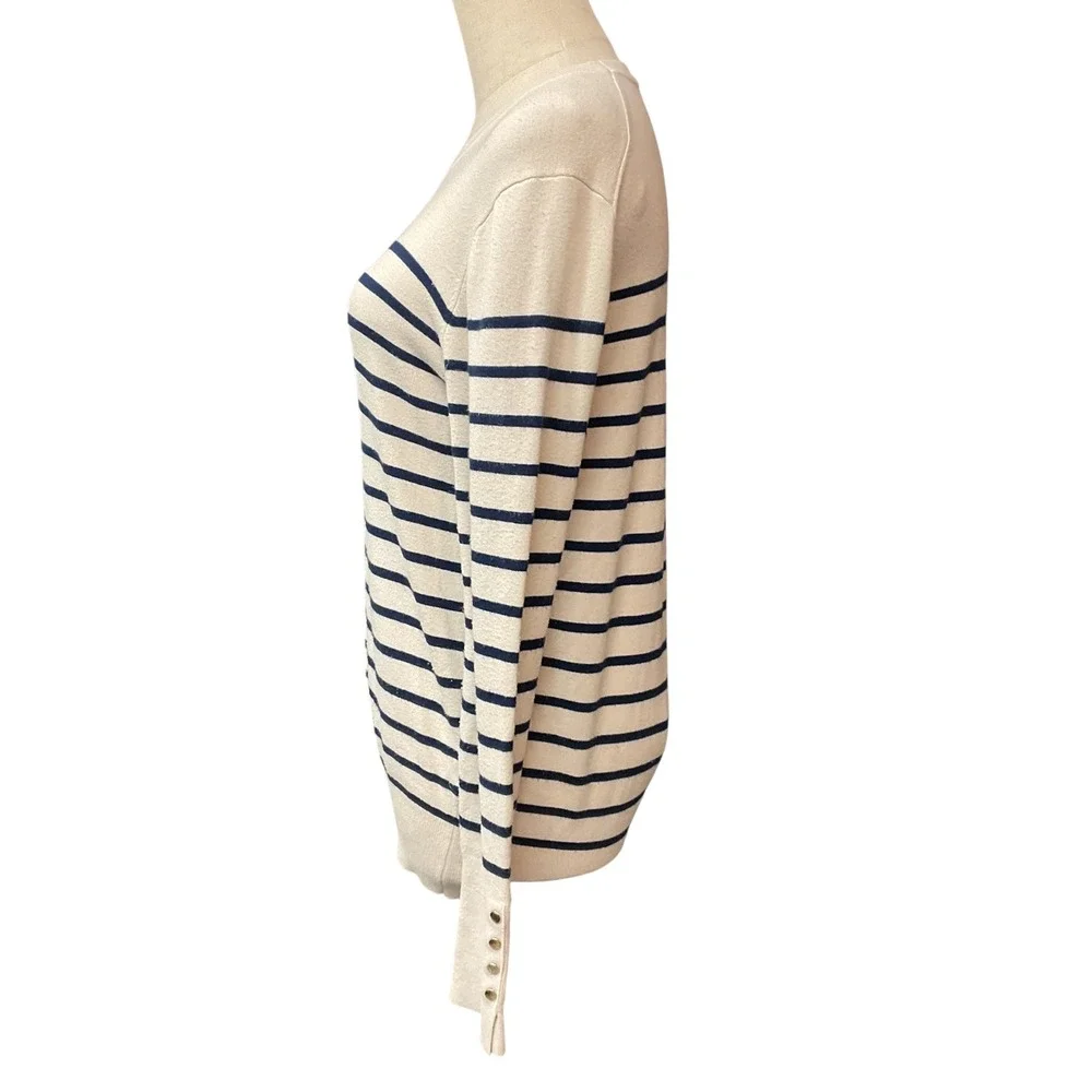 Zara Women's Striped Printed Crewneck Knitted Long Sleeve Pullover Sweater Sz XL